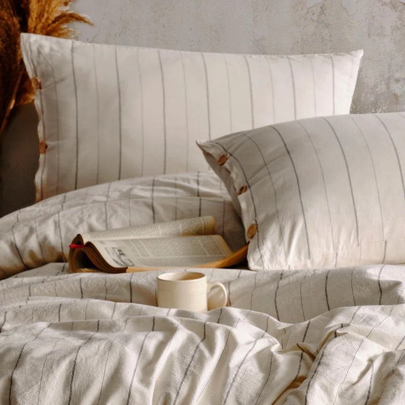 ماكاس هوم Helen 100% Cotton Yarn Dyed Washed Double Duvet Cover Set 200*220