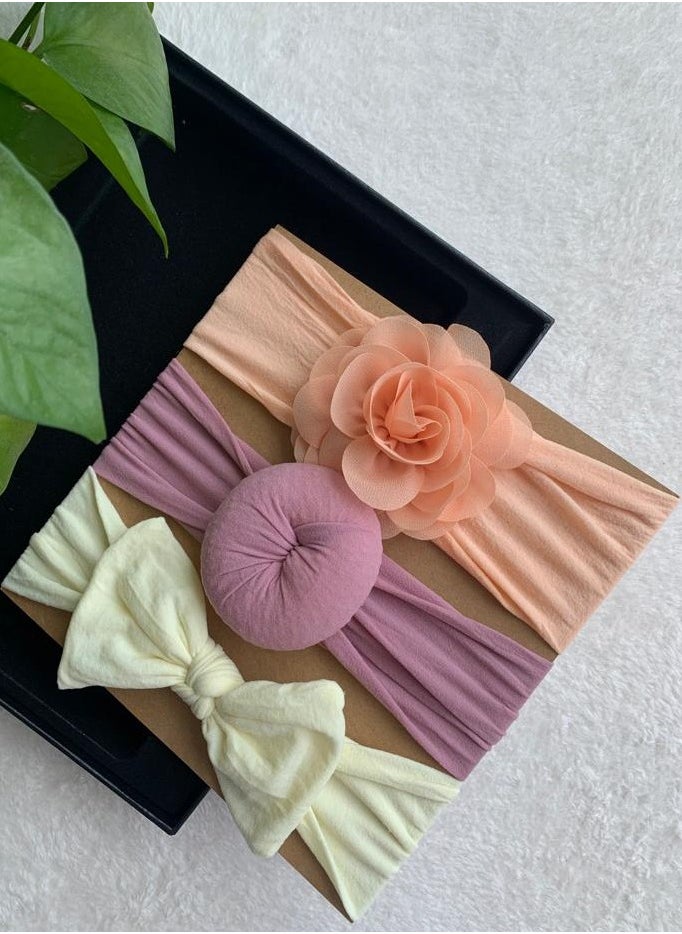 The Girl Cap The Girl Cap Elastic Baby Headband Stretchable Nylon Assorted Hairbands Hair Accessories for Baby Orange Purple White  - Image 2