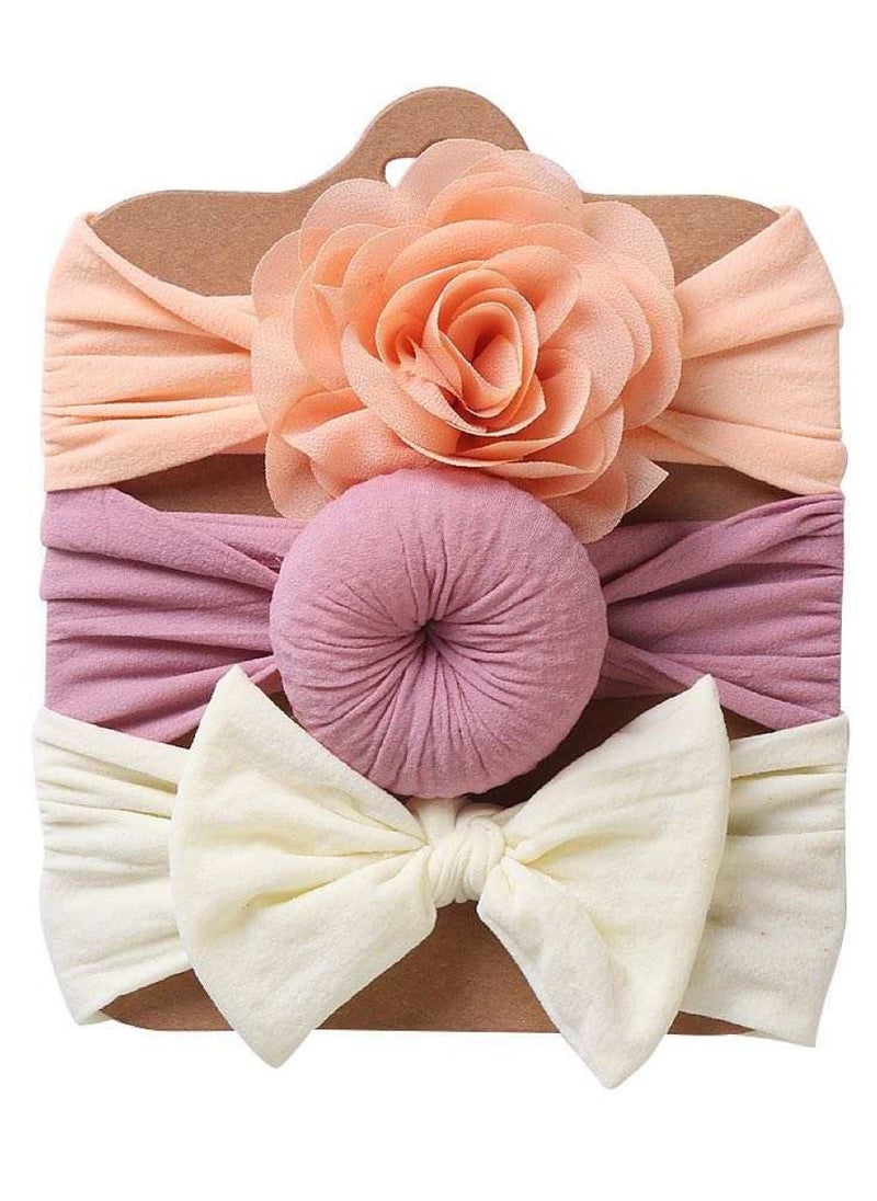 The Girl Cap The Girl Cap Elastic Baby Headband Stretchable Nylon Assorted Hairbands Hair Accessories for Baby Orange Purple White  - Image 1