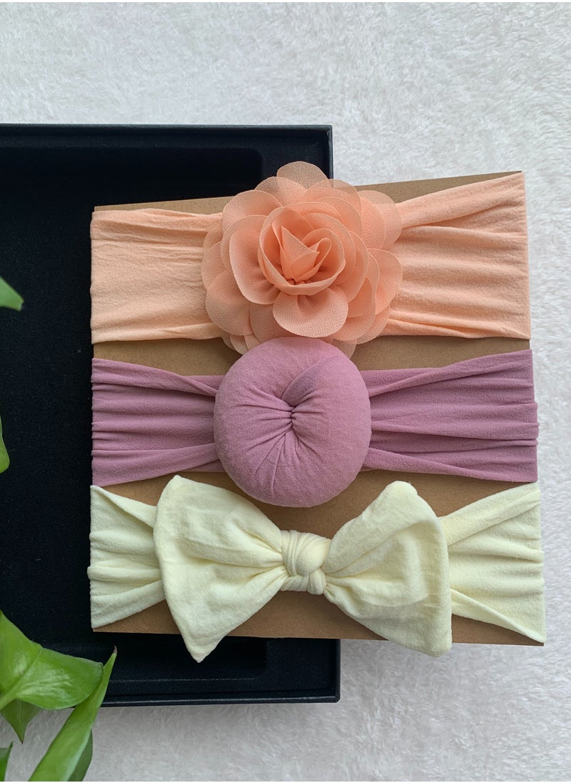 The Girl Cap The Girl Cap Elastic Baby Headband Stretchable Nylon Assorted Hairbands Hair Accessories for Baby Orange Purple White  - Image 3