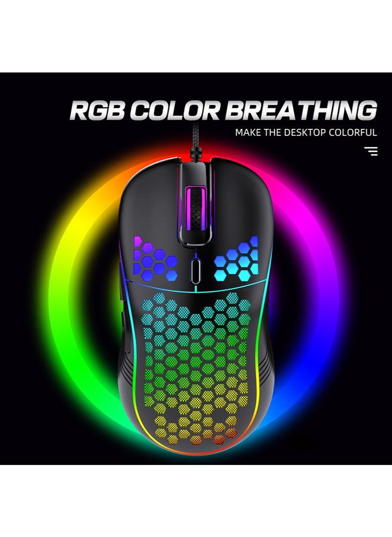 Wired Gaming Mouse, Computer Mouse Ergonomic Mice Honeycomb Design with RGB Backlight, 6 Buttons for PC/Mac/Laptop/PS5 - pzsku/ZA2BABD053B97602C7D04Z/45/_/1724126122/32a0fc15-96f1-46a7-82c7-ec4b95b0802a