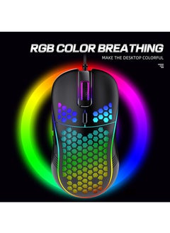 IINE Wired Gaming Mouse, Computer Mouse Ergonomic Mice Honeycomb Design with RGB Backlight, 6 Buttons for PC/Mac/Laptop/PS5  - Image 3
