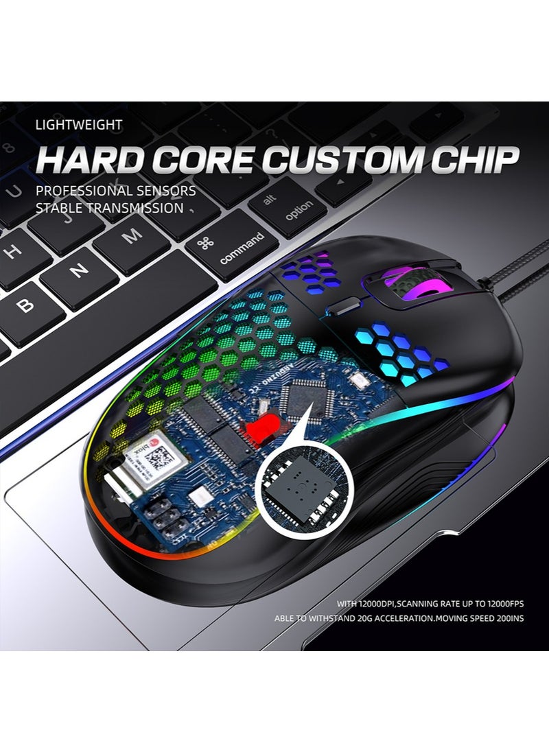 Wired Gaming Mouse, Computer Mouse Ergonomic Mice Honeycomb Design with RGB Backlight, 6 Buttons for PC/Mac/Laptop/PS5 - pzsku/ZA2BABD053B97602C7D04Z/45/_/1724126128/bdac2a1e-025d-4d53-8b26-5a9d44a6aca9