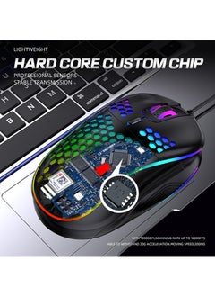 IINE Wired Gaming Mouse, Computer Mouse Ergonomic Mice Honeycomb Design with RGB Backlight, 6 Buttons for PC/Mac/Laptop/PS5  - Image 5