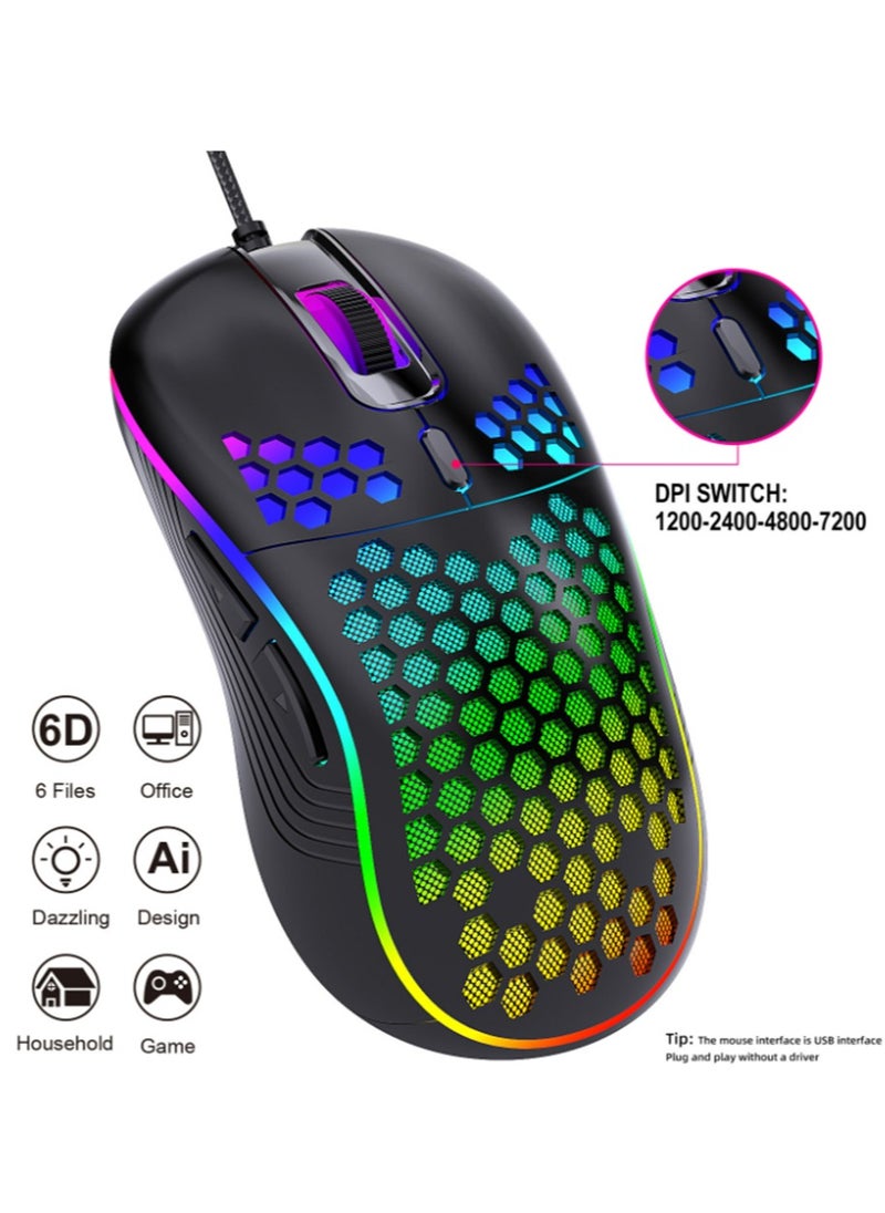 Wired Gaming Mouse, Computer Mouse Ergonomic Mice Honeycomb Design with RGB Backlight, 6 Buttons for PC/Mac/Laptop/PS5 - pzsku/ZA2BABD053B97602C7D04Z/45/_/1725846410/00625730-d3e0-448d-8d16-37377720bb99
