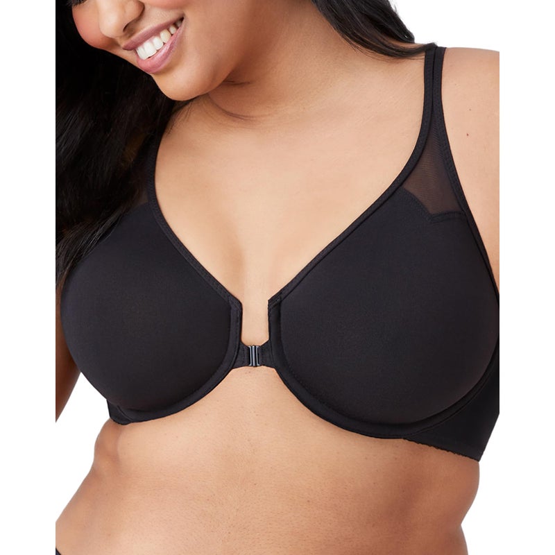 Wacoal womens Body By Wacoal Unlined Front Close Underwire Racerback Bra, Black, 38DD - Image 5