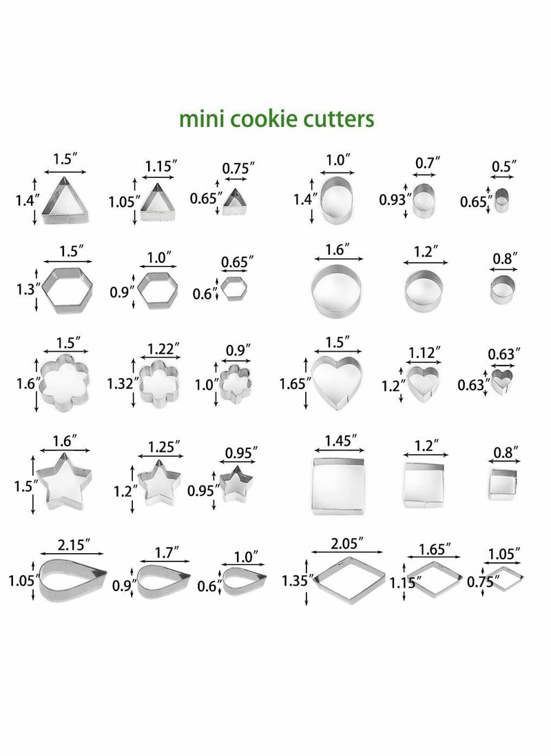 Y&D - Mini Cookie Cutters Set, 30Pcs Heart Star Flower Round Square Hexagon Oval Diamond Shapes Cutters, Polymer Clay - Image 1