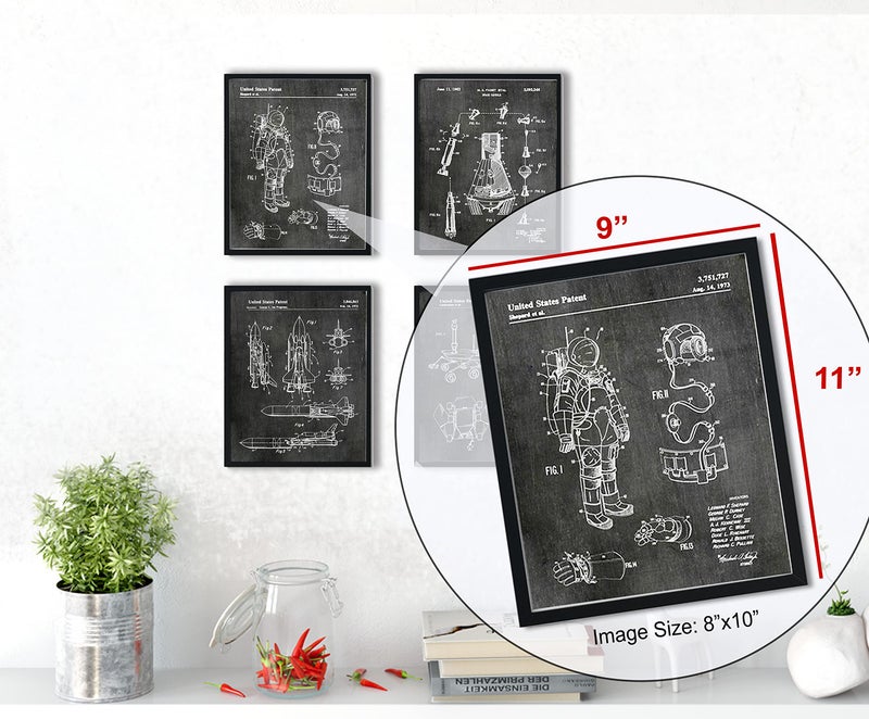 ArtCantHurtU Outer Space Themed Room Decor - Decorations Bedroom  Boys Room. FRAMED Wall Art Prints Set of 4 (8""x10"") - Gifts Boys  Kids  Science Lovers - Rocket Astronaut  Steampunk  Nasa  Aerospace  Galaxy - Image 4