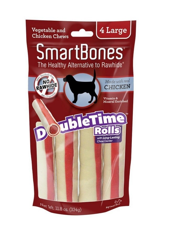 سمارت بونز أعواد مضغ للكلاب من Smart Bones Double Fun Rolls، خالية من الجلد الخام، مركز مضغ يدوم طويلاً، مكافآت للكلاب مصنوعة من دجاج حقيقي، 4 قطع - Image 1