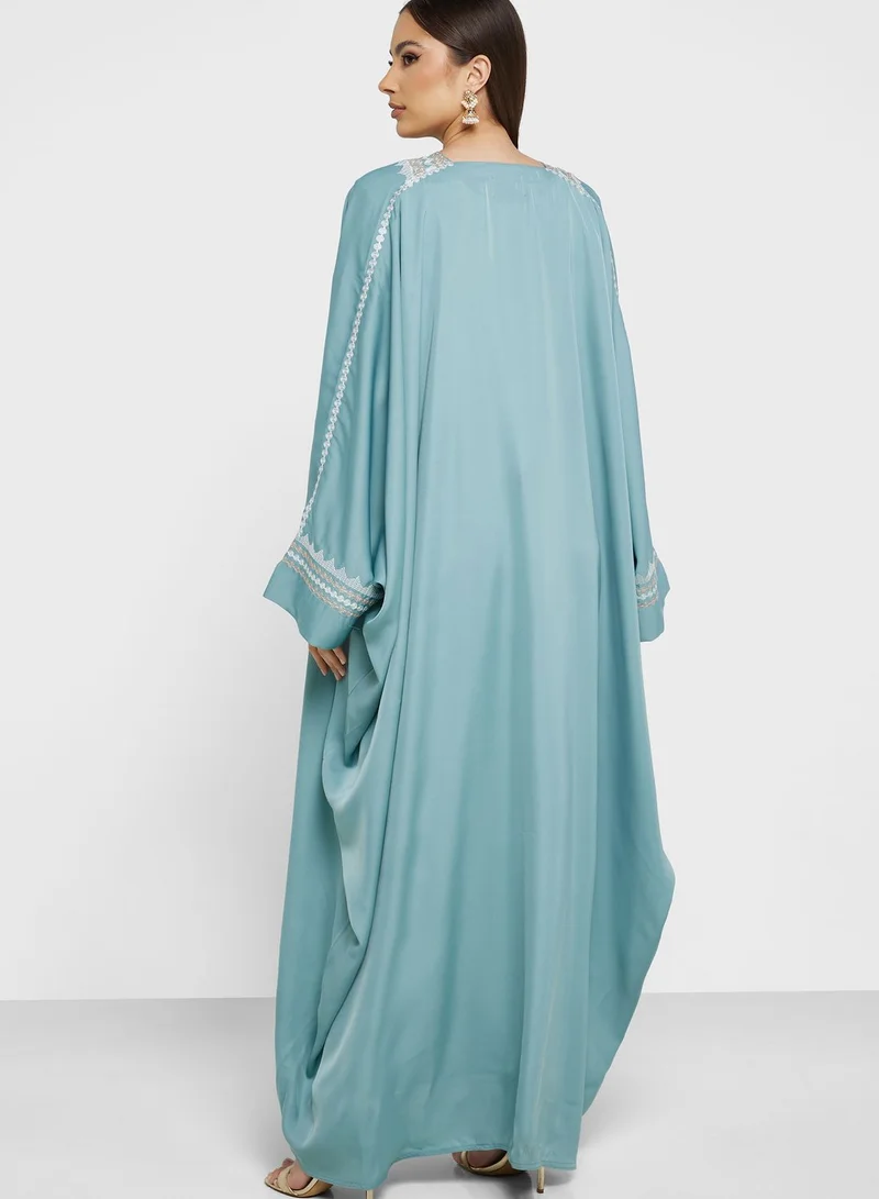hayas closet Cape Sleeve Embroidered Abaya