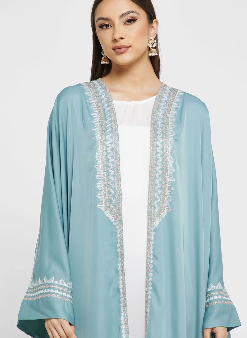 hayas closet Cape Sleeve Embroidered Abaya