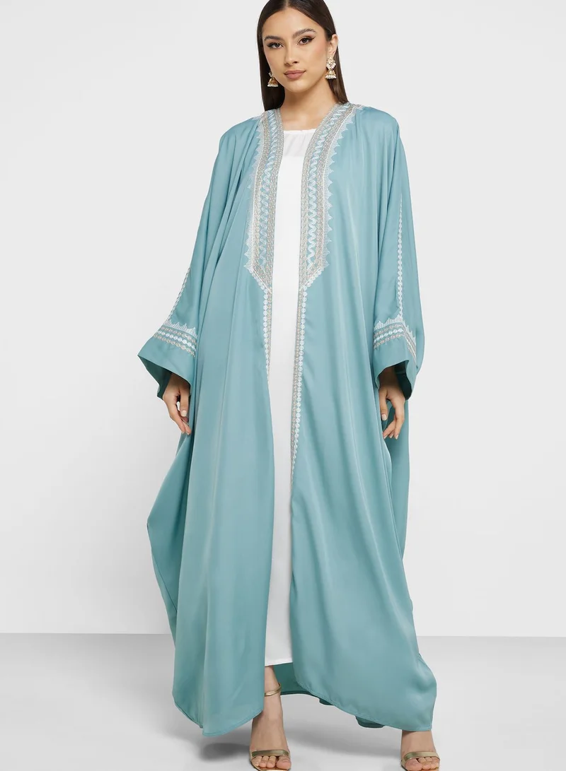 hayas closet Cape Sleeve Embroidered Abaya