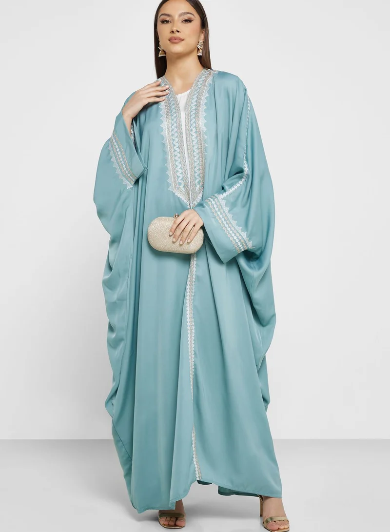 hayas closet Cape Sleeve Embroidered Abaya