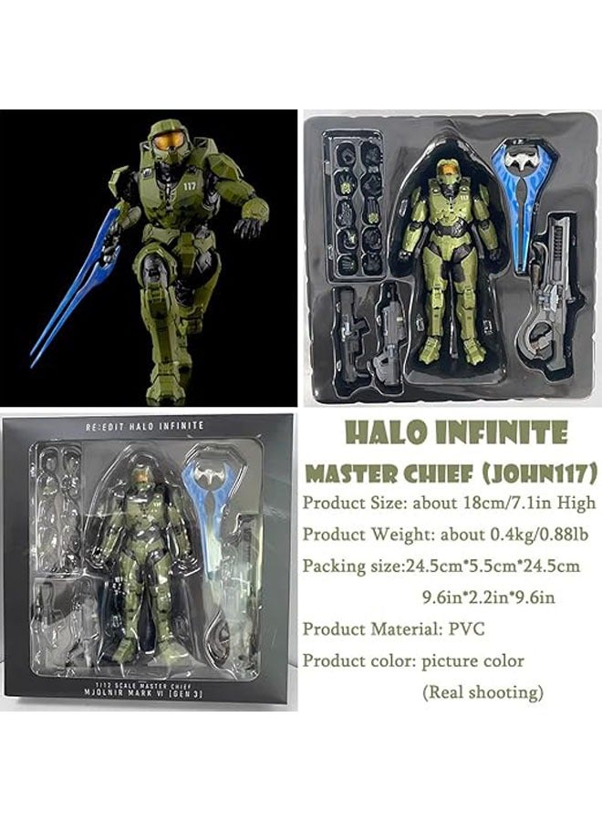 عام تمثال شخصية Master Chief (John 117) من لعبة Halo 5 وHalo Infinite بحجم 1/12، مصنوع من مادة PVC بارتفاع 7.1 بوصة. هذا الموديل ثلاثي الأبعاد يمثل شخصية اللعبة الشهيرة ويأتي كتحفة مثالية لعشاق اللعبة، سواءً كمجموعة أو كديكور للغرفة. - Image 5