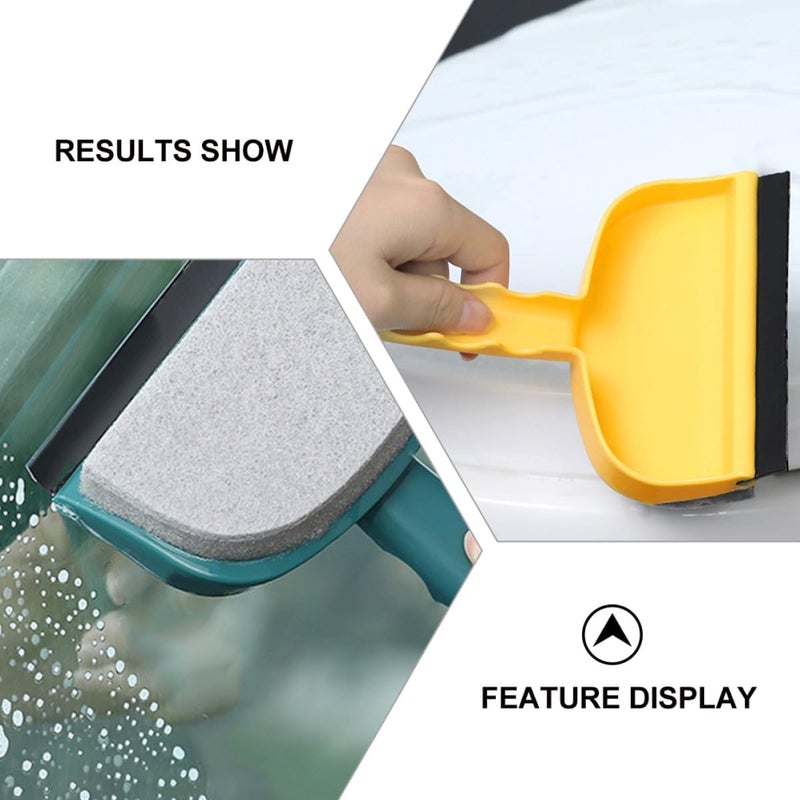 3pcs Multifunctional Window Cleaning Tool Set with Sponge Scrubbers and Glass Wipers, Water Removal Brush for Kitchen, Bathroom, and Home Glass Surfaces, Yellow Blue Green - Image 3