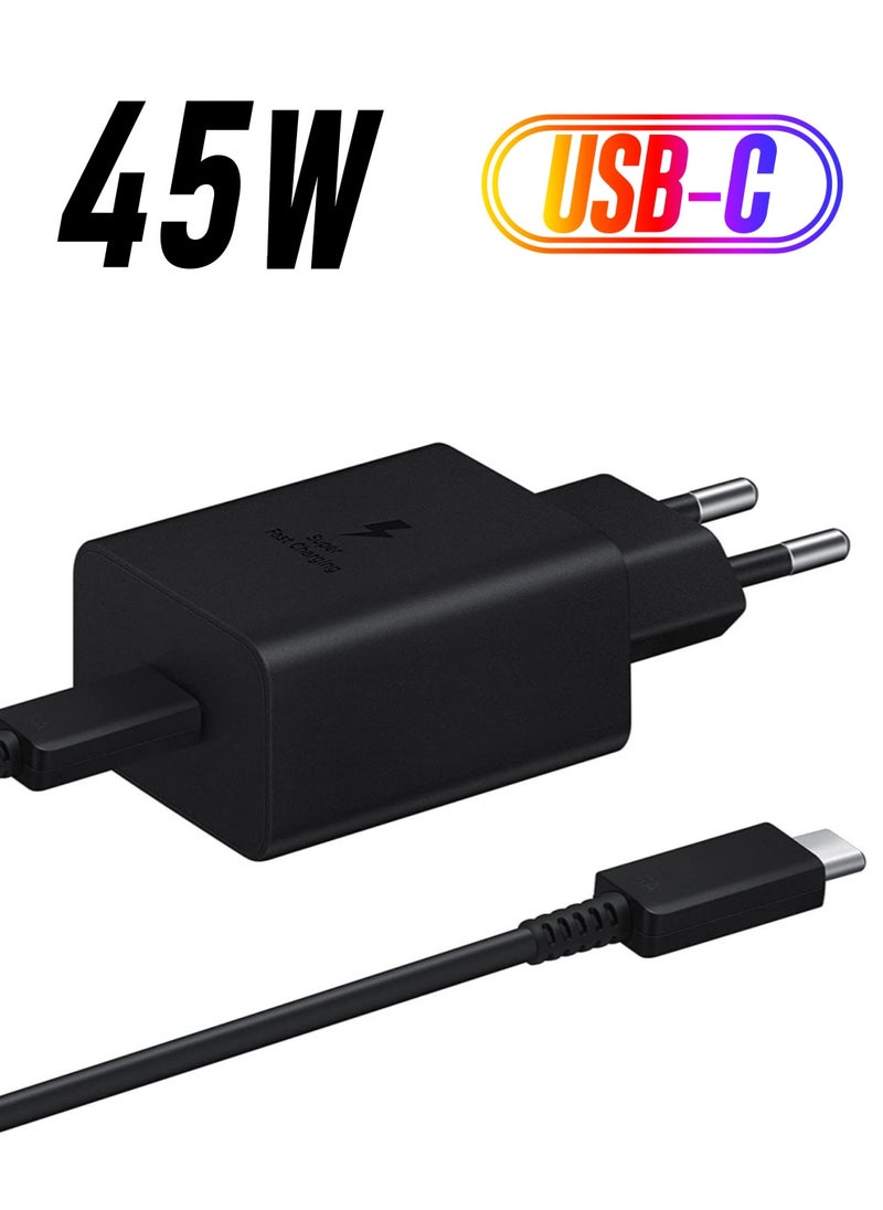 ELTRAZONE - Samsung 45W USB-C Super Fast Charging Wall Charger  45W - Black (US Version with Cable, Black - Image 1
