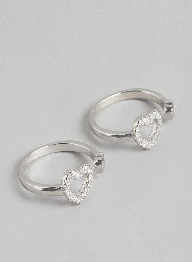 ZAVYA 925 Sterling Silver Rhodium Plated Heart Shape Toe Ring | Gift for Women & Girls | With Certificate of Authenticity and 925 Hallmark|Mother's Day - Image 4