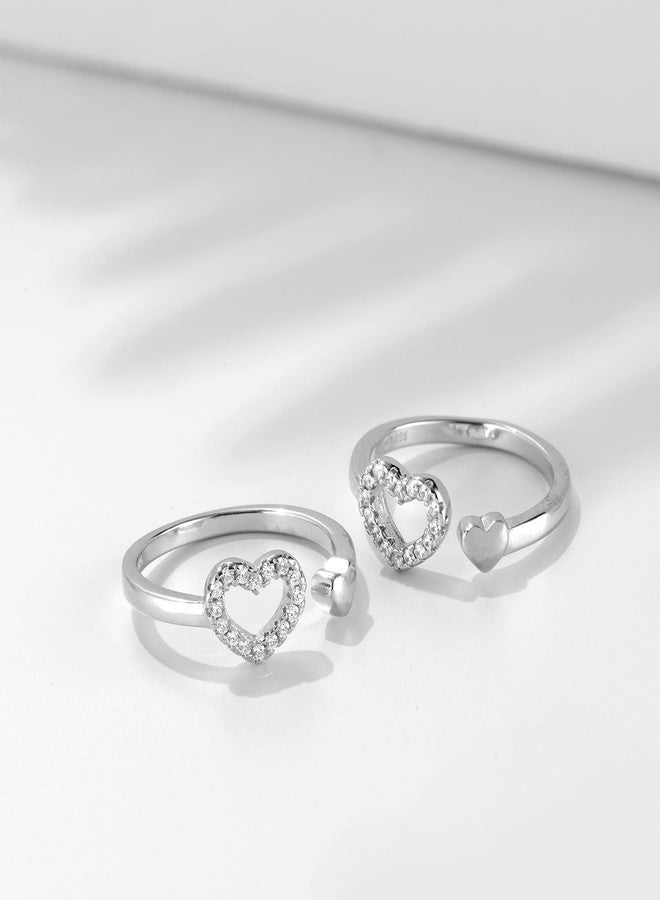 ZAVYA 925 Sterling Silver Rhodium Plated Heart Shape Toe Ring | Gift for Women & Girls | With Certificate of Authenticity and 925 Hallmark|Mother's Day - Image 2