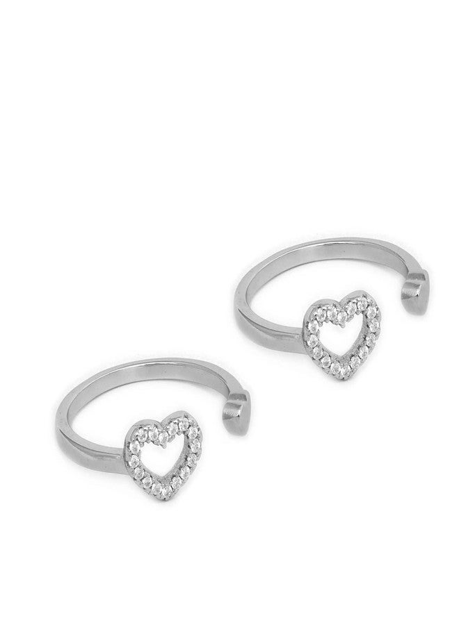 ZAVYA 925 Sterling Silver Rhodium Plated Heart Shape Toe Ring | Gift for Women & Girls | With Certificate of Authenticity and 925 Hallmark|Mother's Day - Image 1