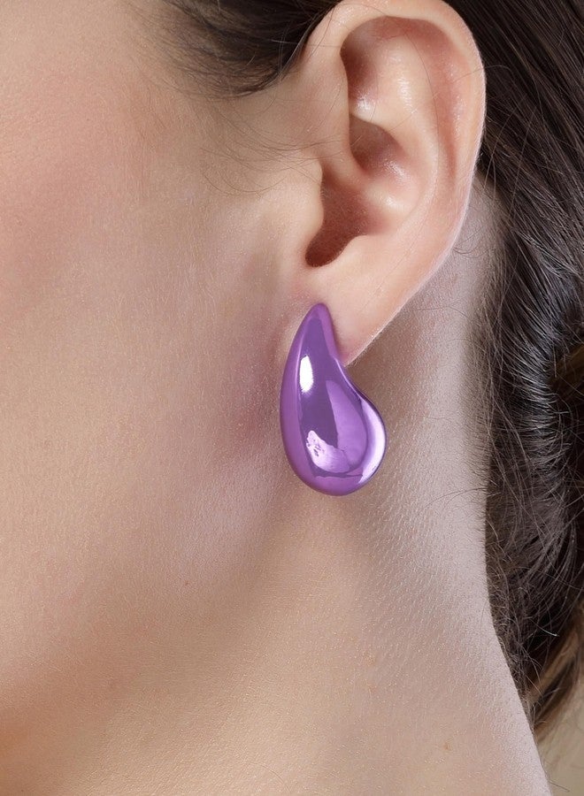 KARATCART Matellic Purple Contemporary Studs Earrings - Image 2