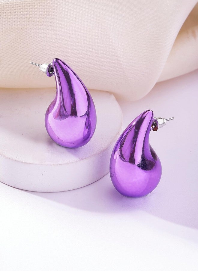 KARATCART Matellic Purple Contemporary Studs Earrings - Image 4