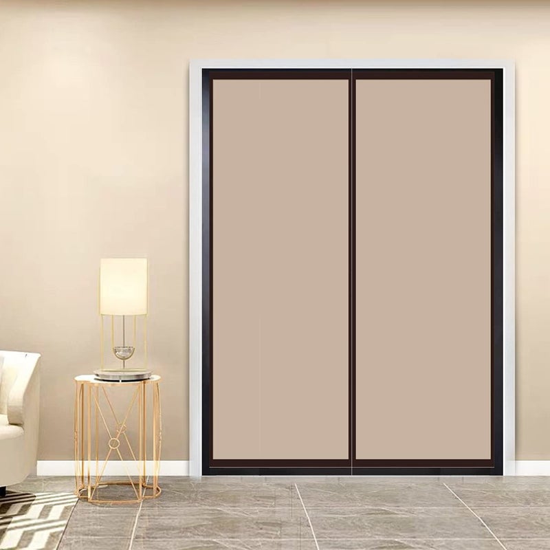 Veanusiver Magnetic Insulated Door Curtain Thermal Door Cover Door Screen Auto Closer SelfClosing Privacy Screen Door for Air Conditioner Room Patio BedroomHands Free Fit Doors Size Up to 60 x 80 Coffee - Image 2