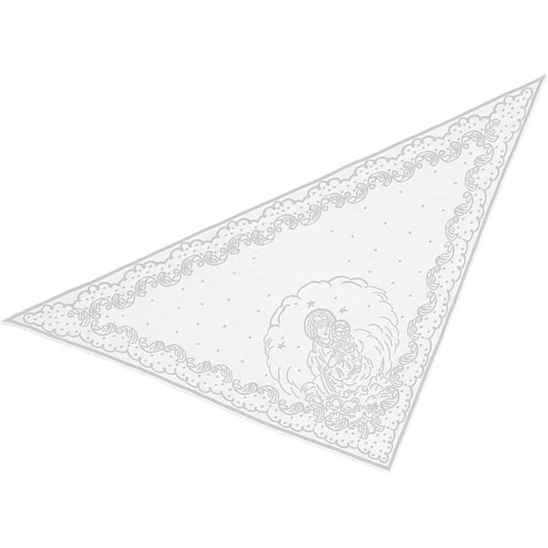 White Solid Color Triangle Scarf Embroidered Pattern Soft Polyester Headscarf - Image 1