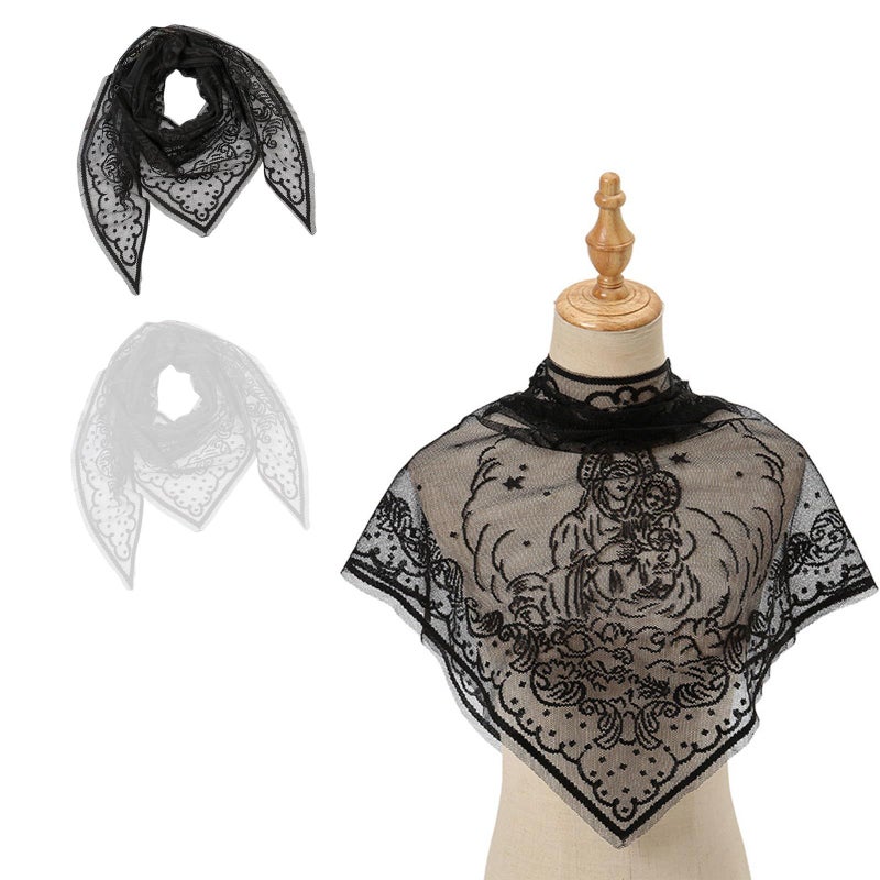 White Solid Color Triangle Scarf Embroidered Pattern Soft Polyester Headscarf - Image 3