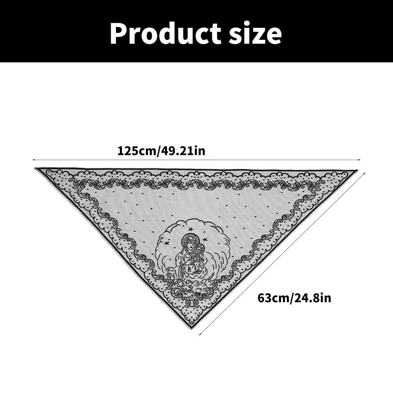 White Solid Color Triangle Scarf Embroidered Pattern Soft Polyester Headscarf - Image 5