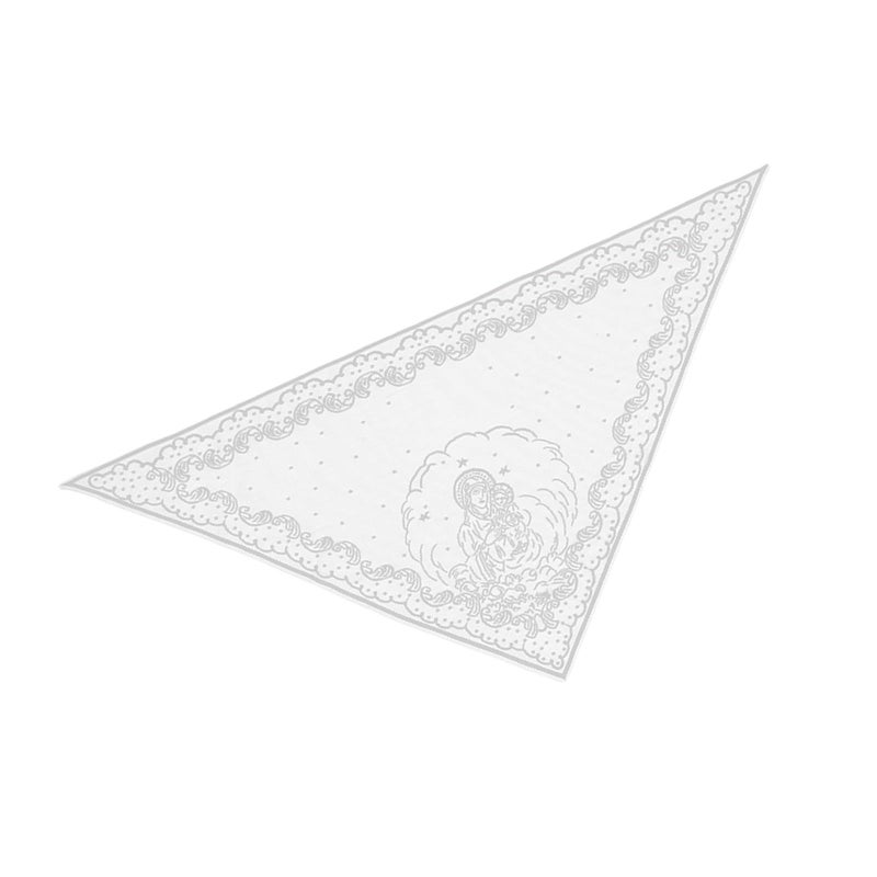 White Solid Color Triangle Scarf Embroidered Pattern Soft Polyester Headscarf - Image 2