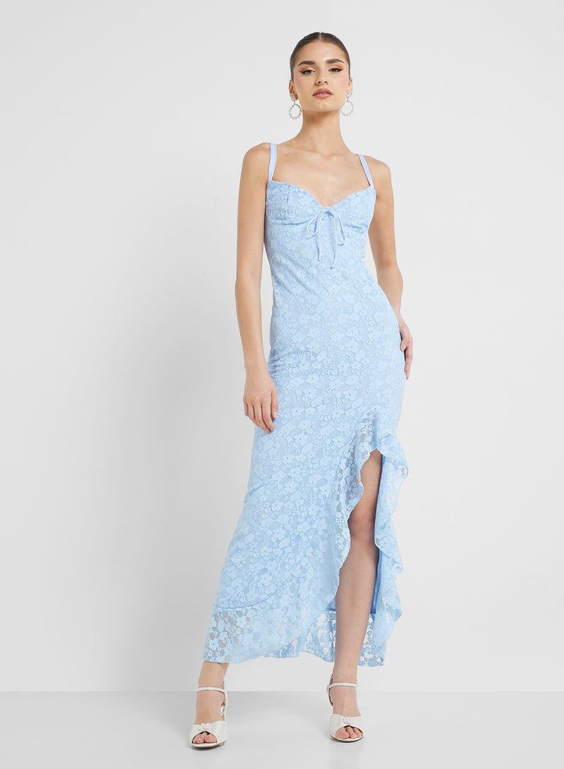 جينجر فستان ماكسي برباط وكشكشة - Image 4