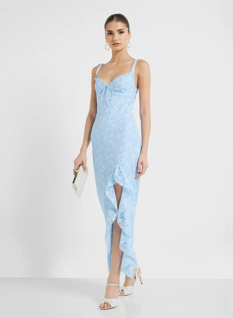 Ginger Lace Ruffle Maxi Dress