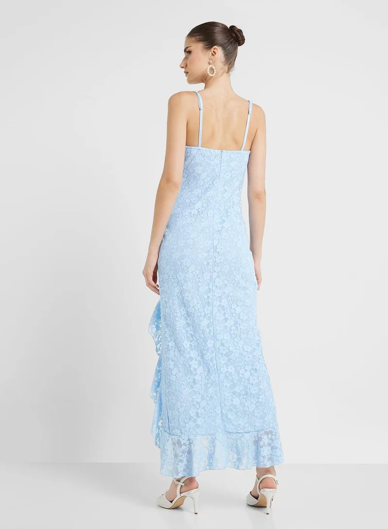 Ginger Lace Ruffle Maxi Dress