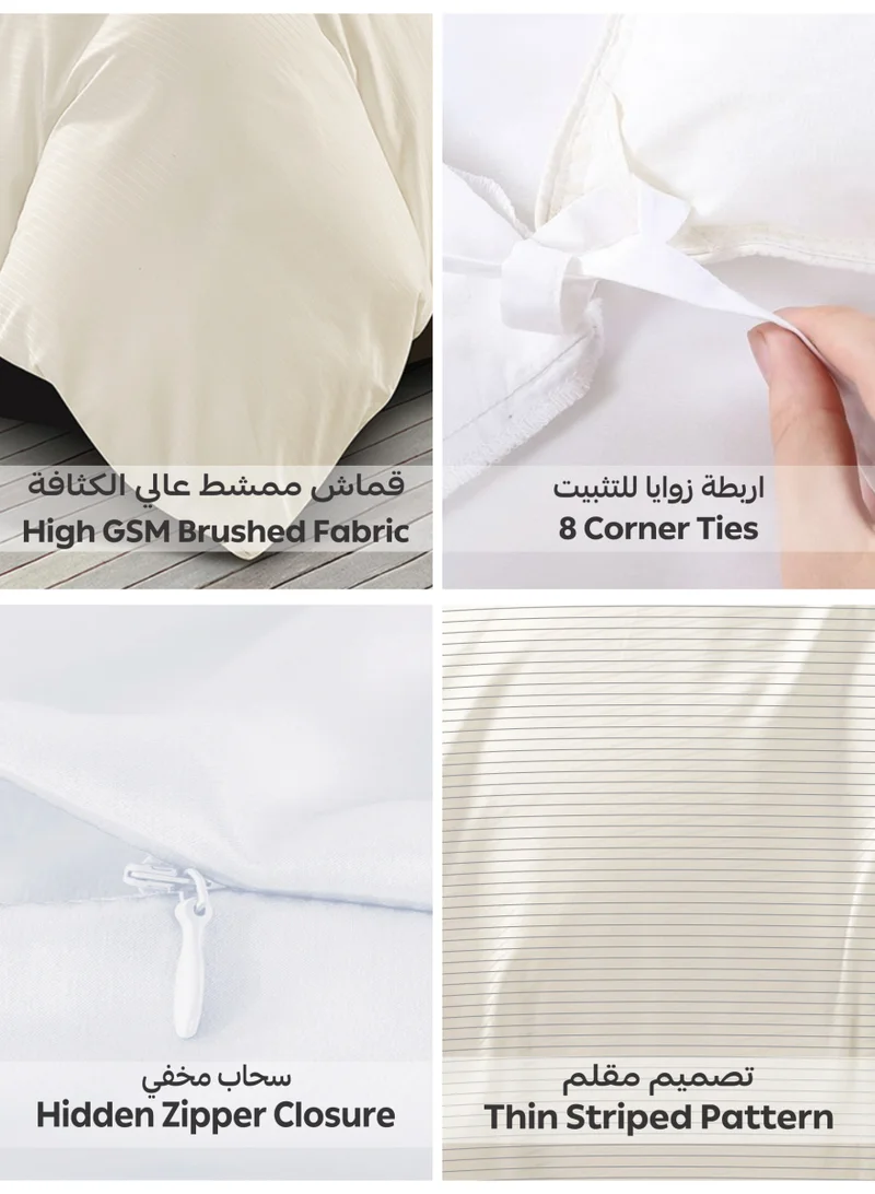 Donetella Striped Duvet Cover Set King Size 260x240 cm - 6-Pcs Bed Set, Microfiber Fabric - 1 Duvet Cover, 1 Fitted Sheet, 2 Pillow Sham, 2 Pillowcase (Filler Not Included)