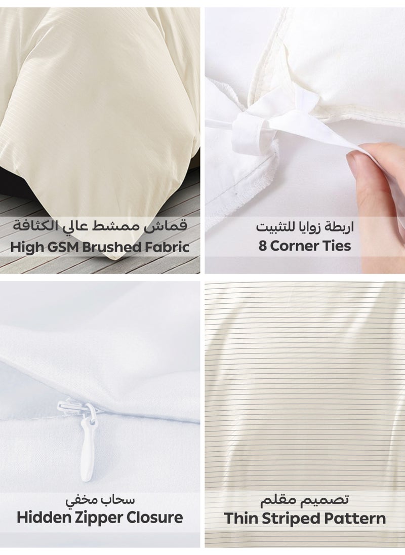 Donetella Striped Duvet Cover Set King Size 260x240 cm - 6-Pcs Bed Set, Microfiber Fabric - 1 Duvet Cover, 1 Fitted Sheet, 2 Pillow Sham, 2 Pillowcase (Filler Not Included)  - Image 5