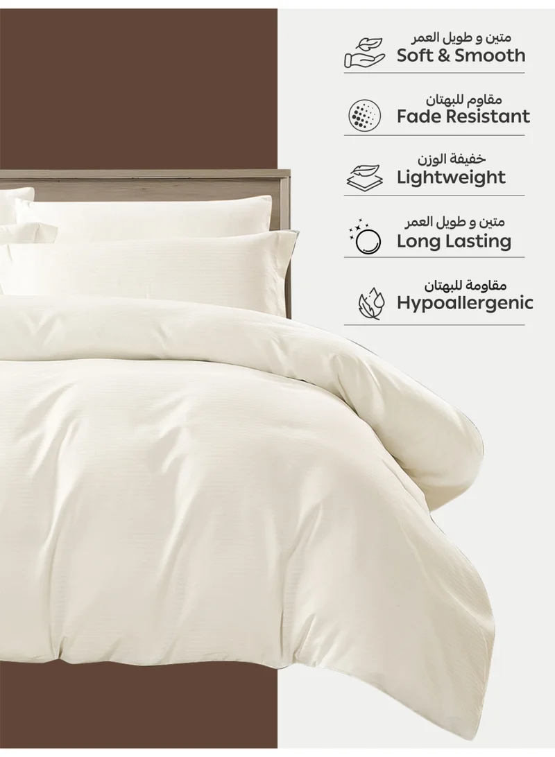 Donetella Striped Duvet Cover Set King Size 260x240 cm - 6-Pcs Bed Set, Microfiber Fabric - 1 Duvet Cover, 1 Fitted Sheet, 2 Pillow Sham, 2 Pillowcase (Filler Not Included)