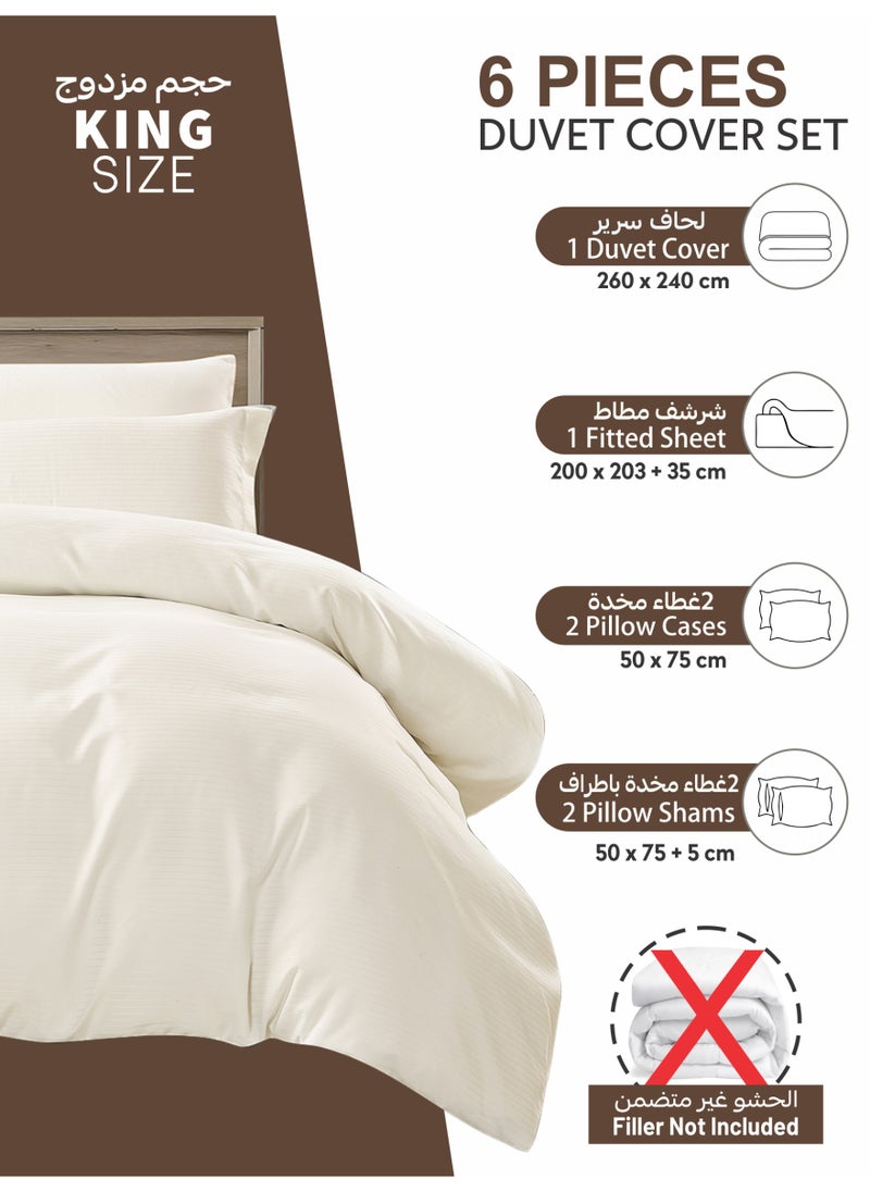 Donetella Striped Duvet Cover Set King Size 260x240 cm - 6-Pcs Bed Set, Microfiber Fabric - 1 Duvet Cover, 1 Fitted Sheet, 2 Pillow Sham, 2 Pillowcase (Filler Not Included)  - Image 4