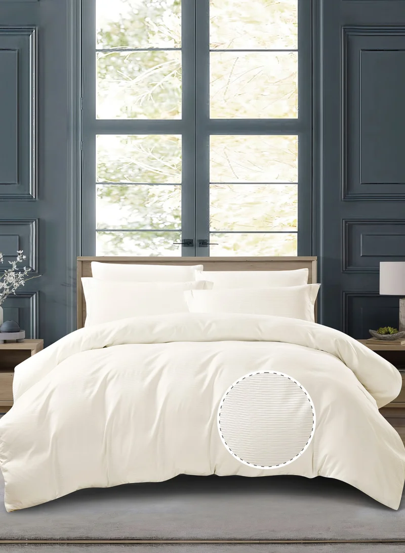 Donetella Striped Duvet Cover Set King Size 260x240 cm - 6-Pcs Bed Set, Microfiber Fabric - 1 Duvet Cover, 1 Fitted Sheet, 2 Pillow Sham, 2 Pillowcase (Filler Not Included)