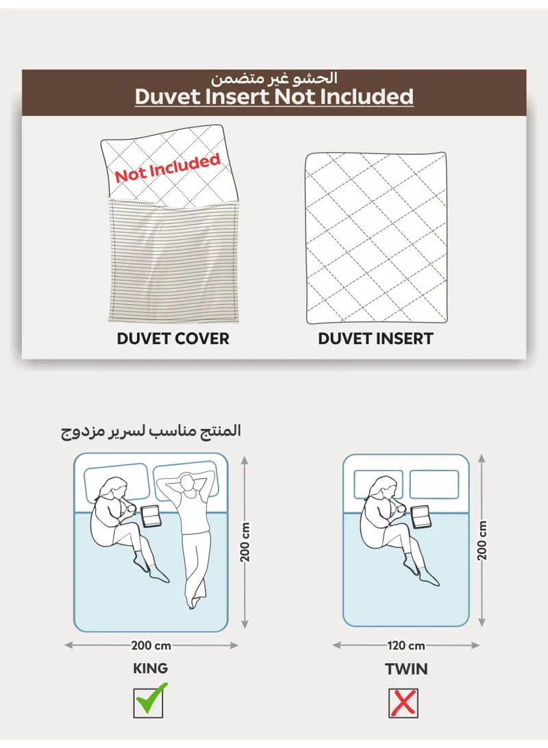 Donetella Striped Duvet Cover Set King Size 260x240 cm - 6-Pcs Bed Set, Microfiber Fabric - 1 Duvet Cover, 1 Fitted Sheet, 2 Pillow Sham, 2 Pillowcase (Filler Not Included)