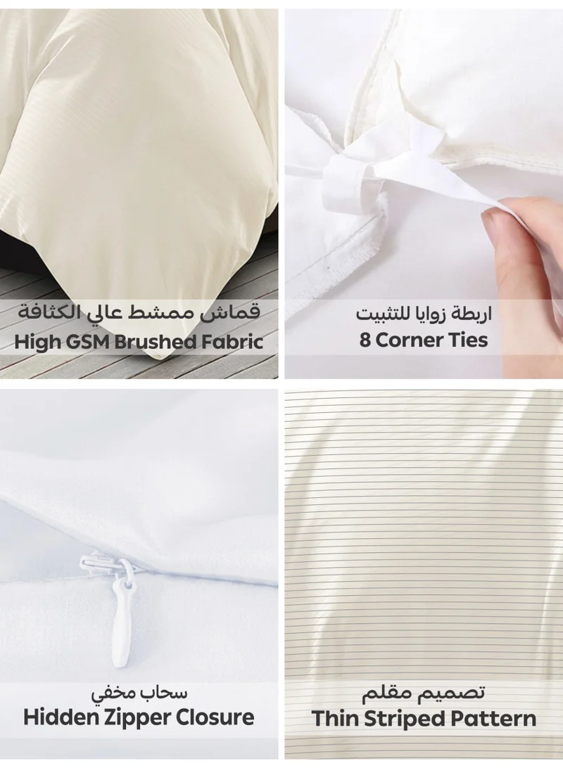 Donetella Striped Duvet Cover Set King Size 260x240 cm - 6-Pcs Bed Set, Microfiber Fabric - 1 Duvet Cover, 1 Fitted Sheet, 2 Pillow Sham, 2 Pillowcase (Filler Not Included)