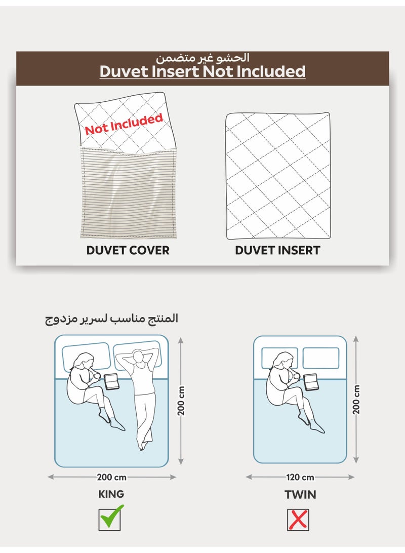 Donetella Striped Duvet Cover Set King Size 260x240 cm - 6-Pcs Bed Set, Microfiber Fabric - 1 Duvet Cover, 1 Fitted Sheet, 2 Pillow Sham, 2 Pillowcase (Filler Not Included) - Image 3