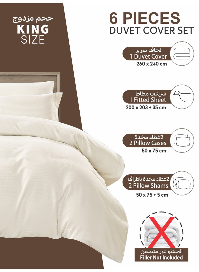 Donetella Striped Duvet Cover Set King Size 260x240 cm - 6-Pcs Bed Set, Microfiber Fabric - 1 Duvet Cover, 1 Fitted Sheet, 2 Pillow Sham, 2 Pillowcase (Filler Not Included) - Image 4