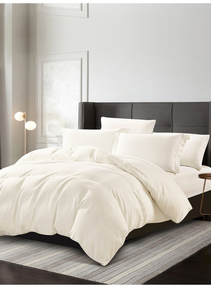 Donetella Striped Duvet Cover Set King Size 260x240 cm - 6-Pcs Bed Set, Microfiber Fabric - 1 Duvet Cover, 1 Fitted Sheet, 2 Pillow Sham, 2 Pillowcase (Filler Not Included) - Image 2