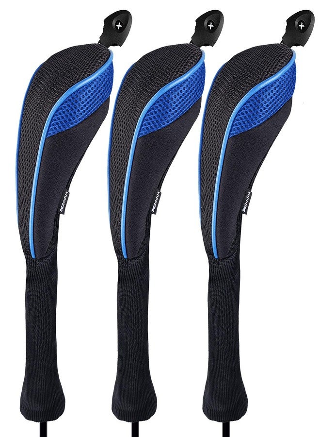 Andux 3 Pack Long Neck Golf Hybrid Club Head Covers Black/Blue - Image 1