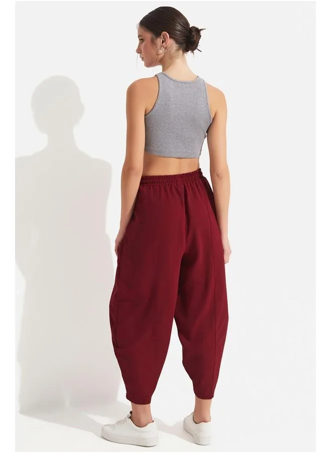 JUNE June Elastic Waist Trouser Burgundy