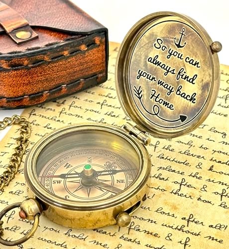 geekgifts Brass Compass So You can Always find Your Way Back Home Engraved Compass Personalized Compass Gift for himher - Image 1