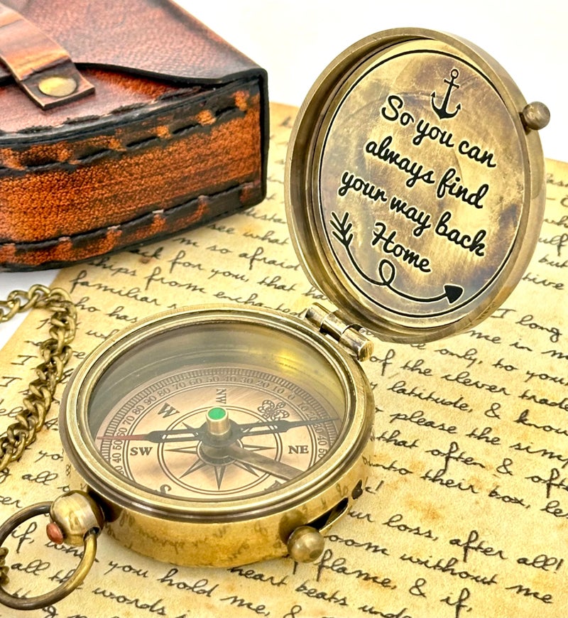 geekgifts Brass Compass So You can Always find Your Way Back Home Engraved Compass Personalized Compass Gift for himher - Image 2