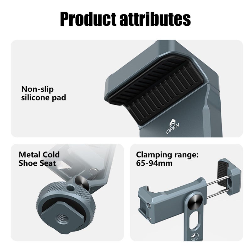 Aluminum Double Shoe Phone Mount Adjustable Clamp Lightweight For Photography Lighting Tripod - Image 4