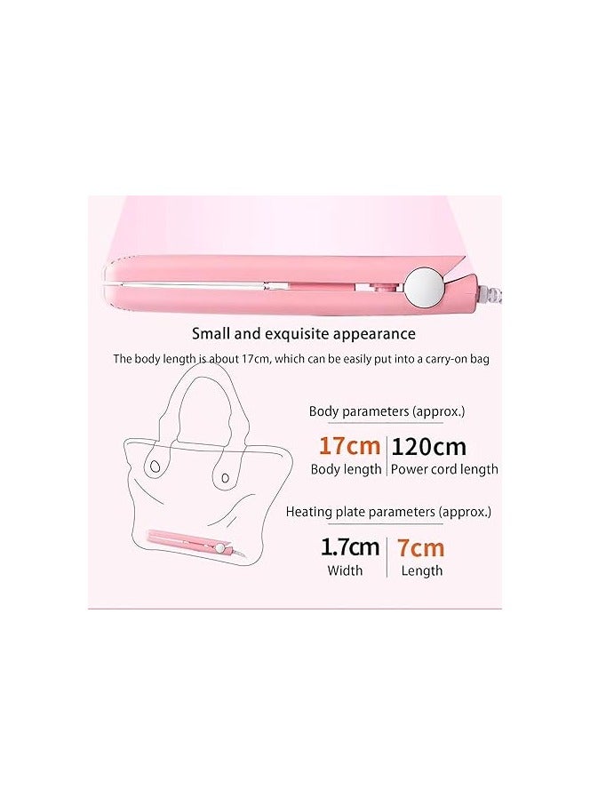 LUOLNH Regulatem Ceramic Mini Hair Curler, Mini Dual Purpose Curling Iron, Regulatem Curling Iron, Mini Curling Iron for Short Hair, Hair Straightener and Curler 2 in 1 Mini Hair Curler (Pink) - Image 5