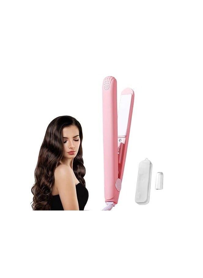 LUOLNH Regulatem Ceramic Mini Hair Curler, Mini Dual Purpose Curling Iron, Regulatem Curling Iron, Mini Curling Iron for Short Hair, Hair Straightener and Curler 2 in 1 Mini Hair Curler (Pink) - Image 1